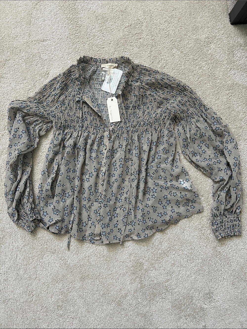 Boutique* By Together- Sheer Star Print Blouse